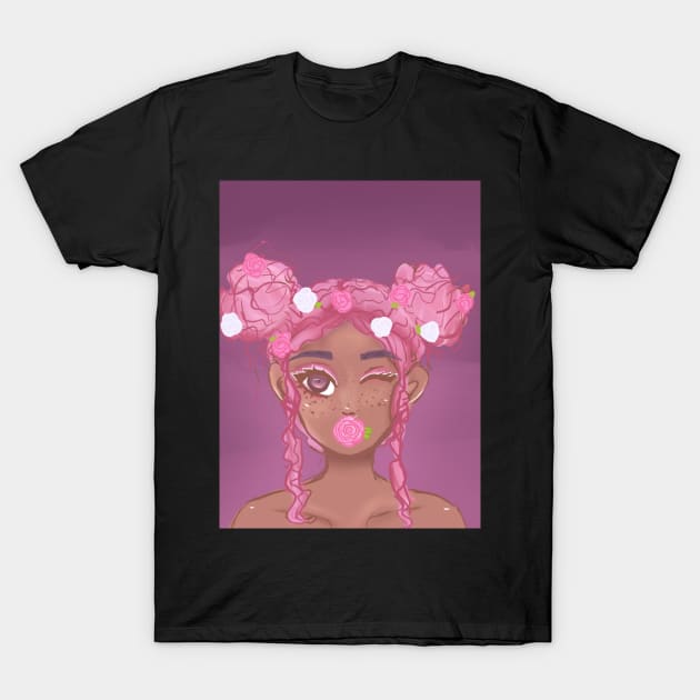 Pink flower girl T-Shirt by Joart_a